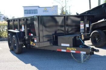 12 Foot Big Tex Pro Series Tandem Axle Single Ram with Spreader Gate Black Dump Trailer (10SR-12XLBK6SIR)